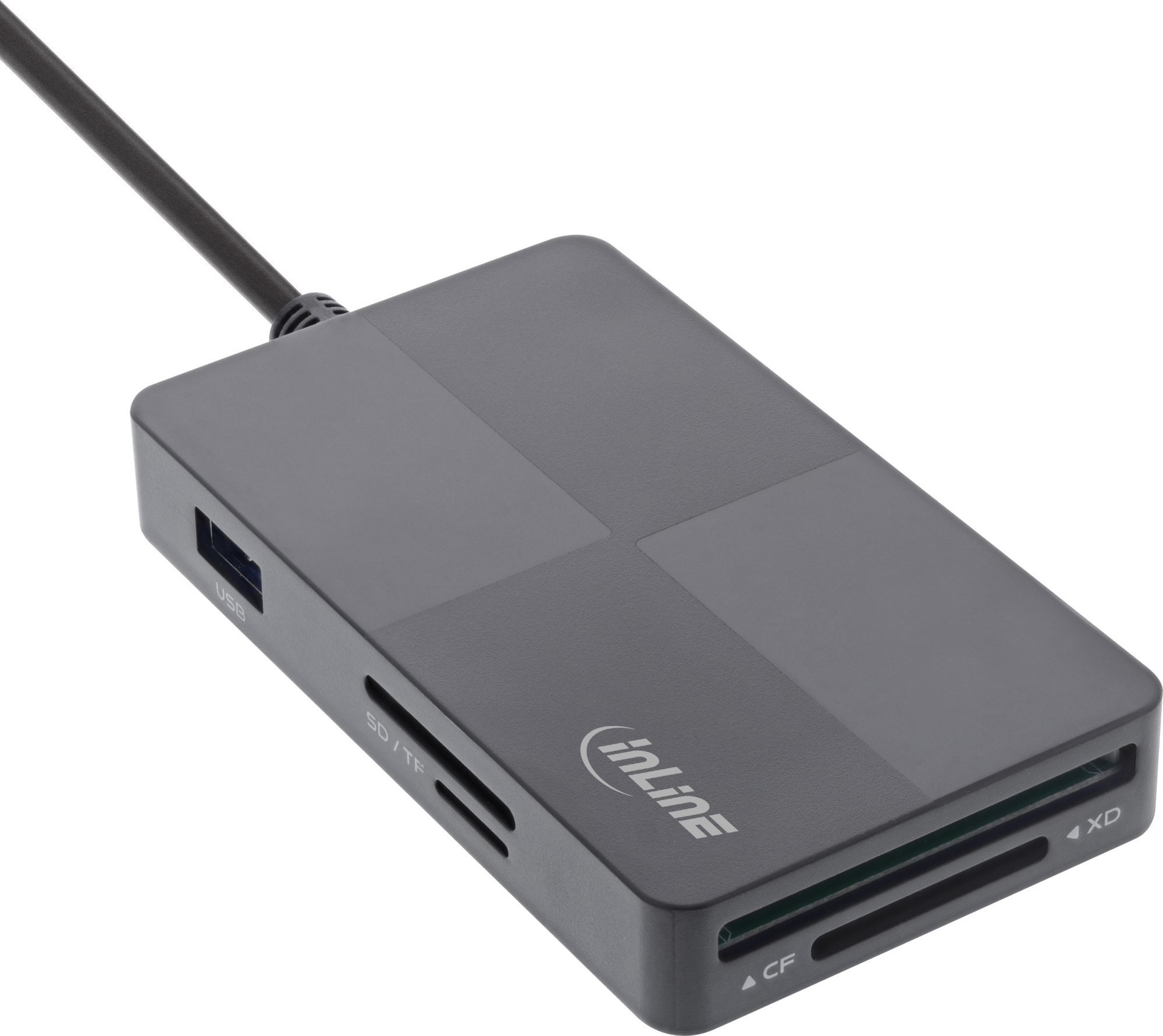 Lexues kartash me USB hub InLine USB 3.2, 3 porta USB A, shumë formate, i zi