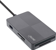 Lexues kartash me USB hub InLine USB 3.2, 3 porta USB A, shumë formate, i zi