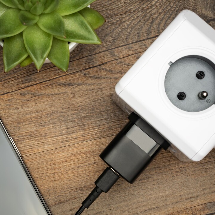 Полнач FIXED Mini со USB-C, PD, 20W, + USB-C - USB-C кабел, 1м, црн