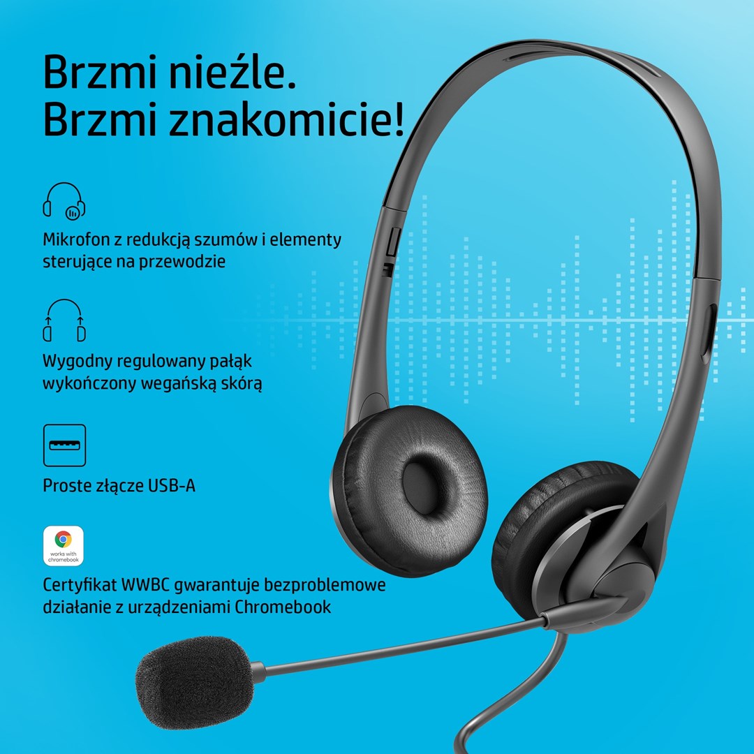 Kufje HP Stereo USB Headset G2, me kabllo, të zeza