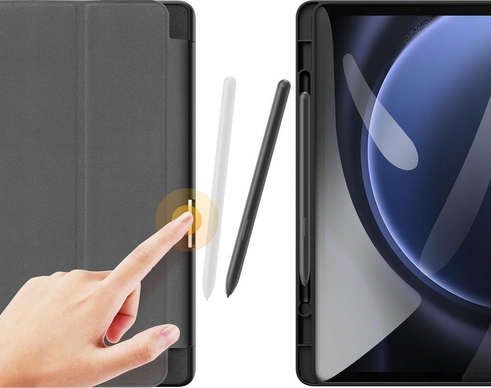 Kuti mbrojtëse Dux Ducis Domo për Samsung Galaxy Tab S9 FE, kapak palosës me stand, auto sleep wake, gri