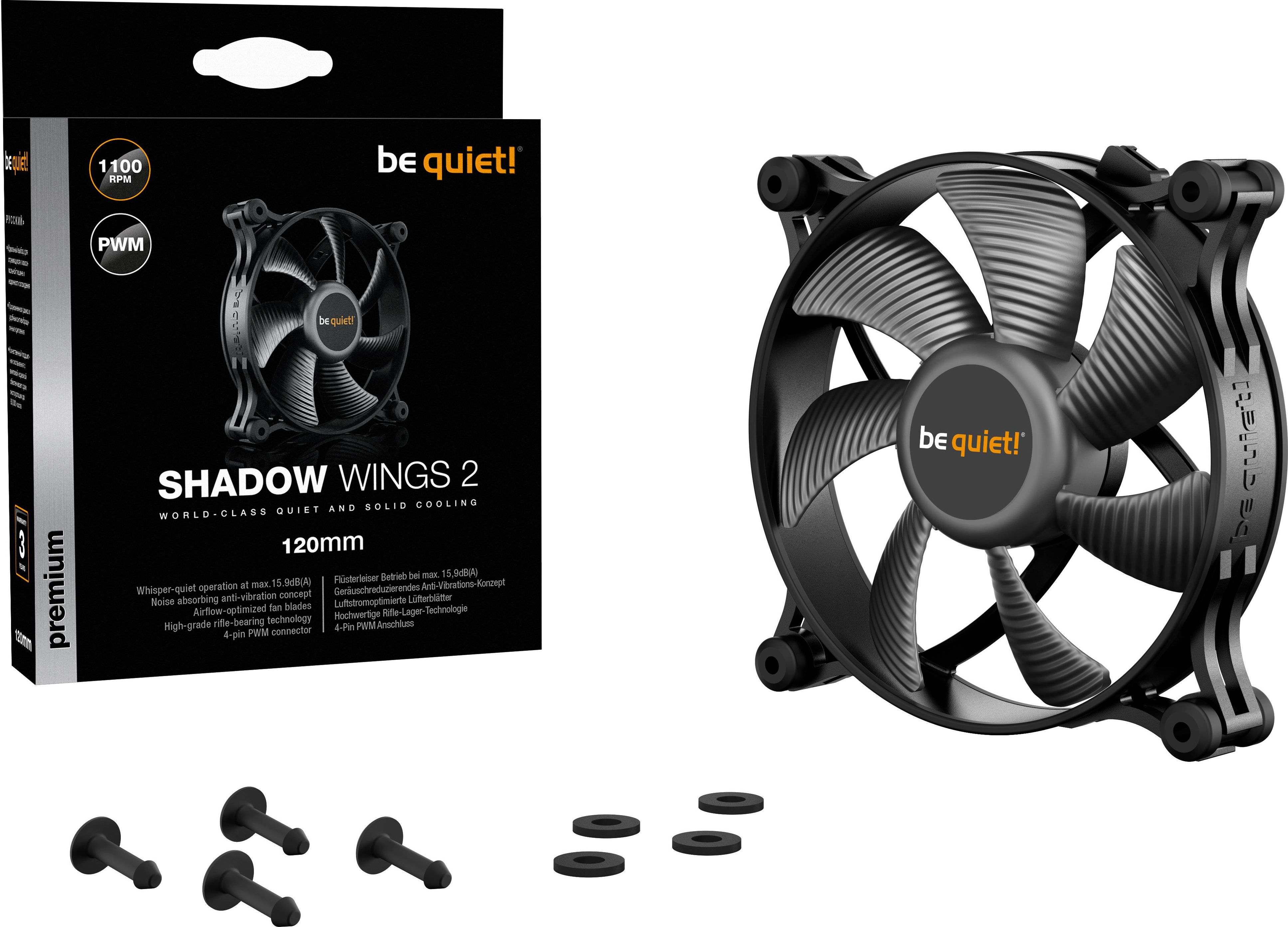 Ventilator kasë Be Quiet! Shadow Wings 2, 120mm, PWM, i zi