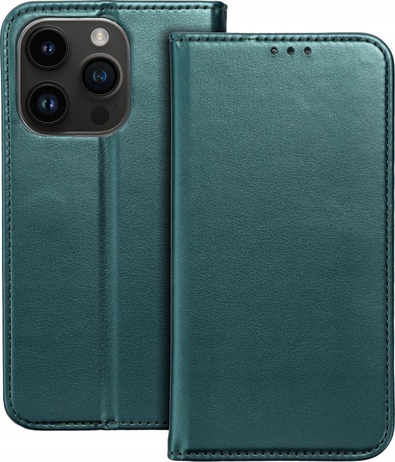 Futera portofol Futera Smart Magneto për iPhone 16, kapak magnetik, mbajtëse horizontale, jeshile e errët