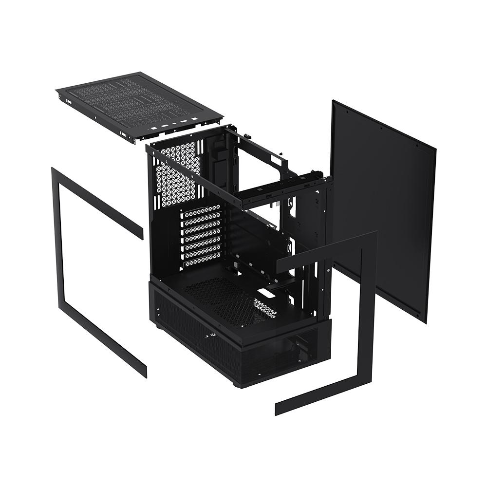 Kuti kompjuteri 1STPLAYER Gaming MI7-a, ATX Mid Tower, xham i temperuar, e zezë