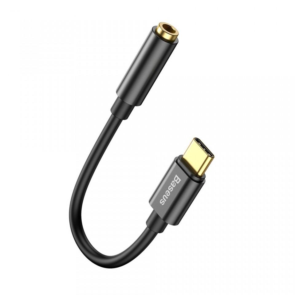 Adapter audio Baseus L54, USB C në 3.5mm, i zi