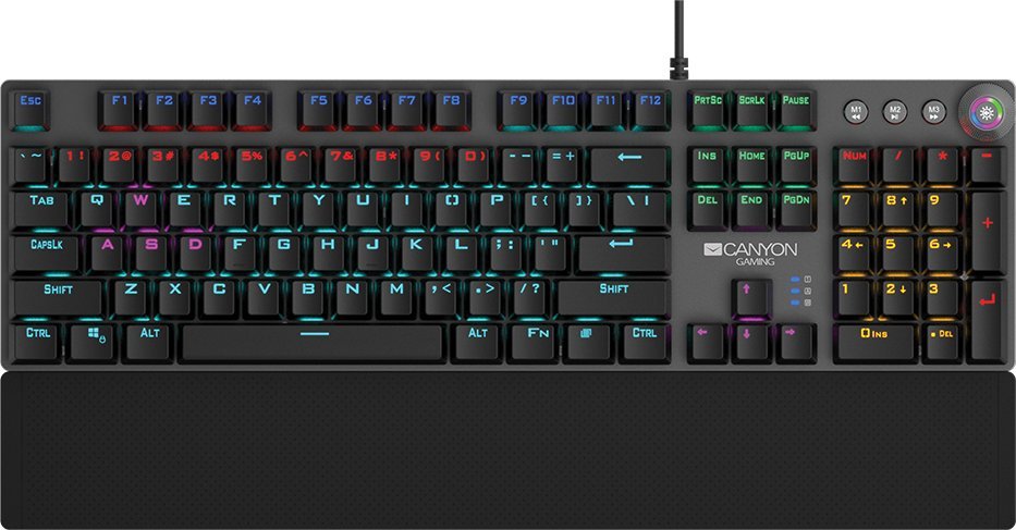 Tastierë gaming Canyon Nightfall, mekanike, USB, me ndriçim RGB, e zezë gri