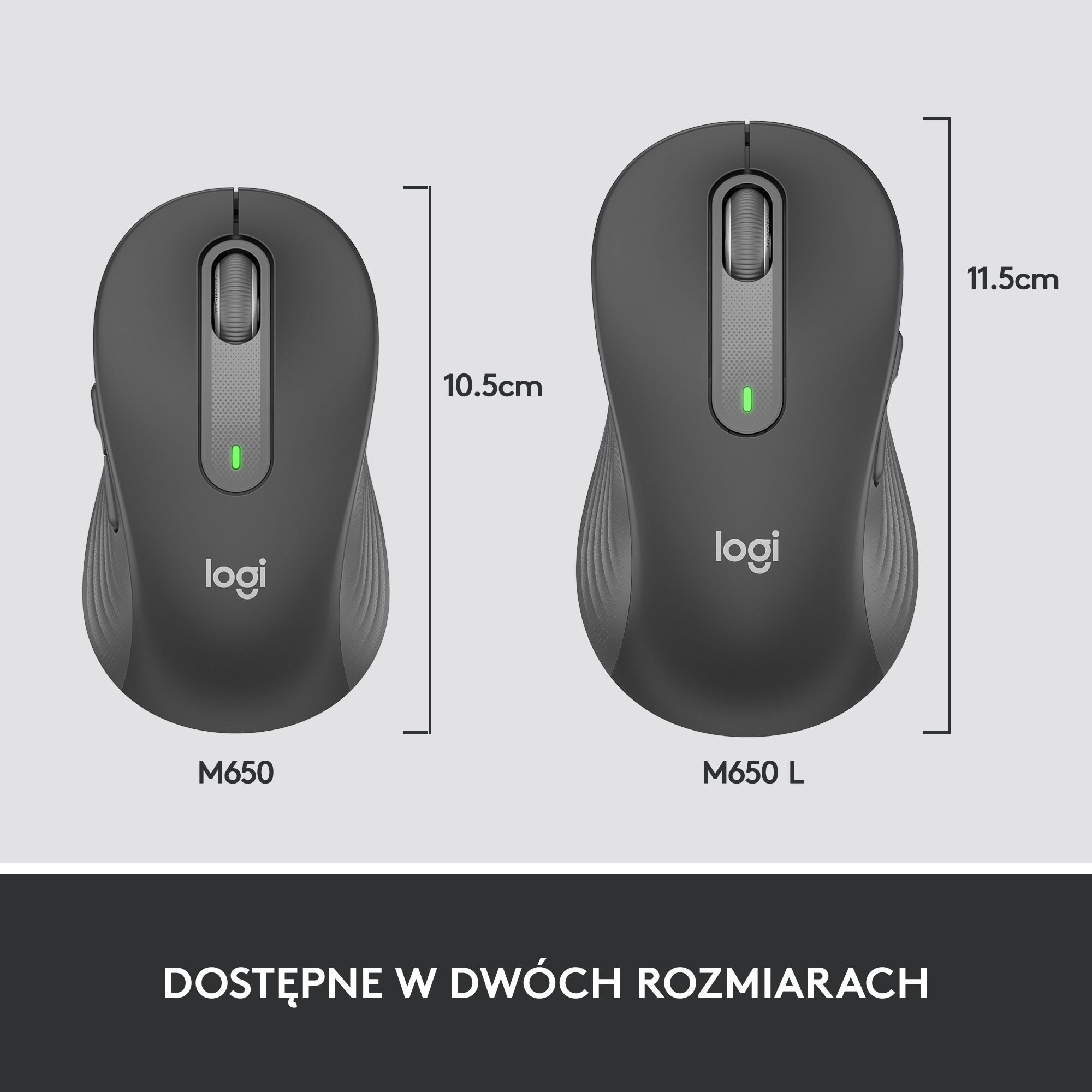 Maus Logitech M650, pa tela, optik, gri grafit