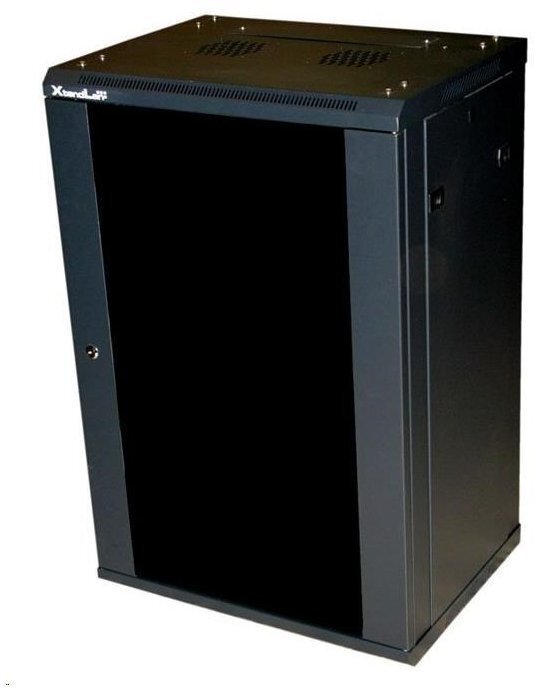 Kabinet muror XtendLan 19" 22U, 600x600 mm, 60 kg, derë me xham të tymosur, i zi