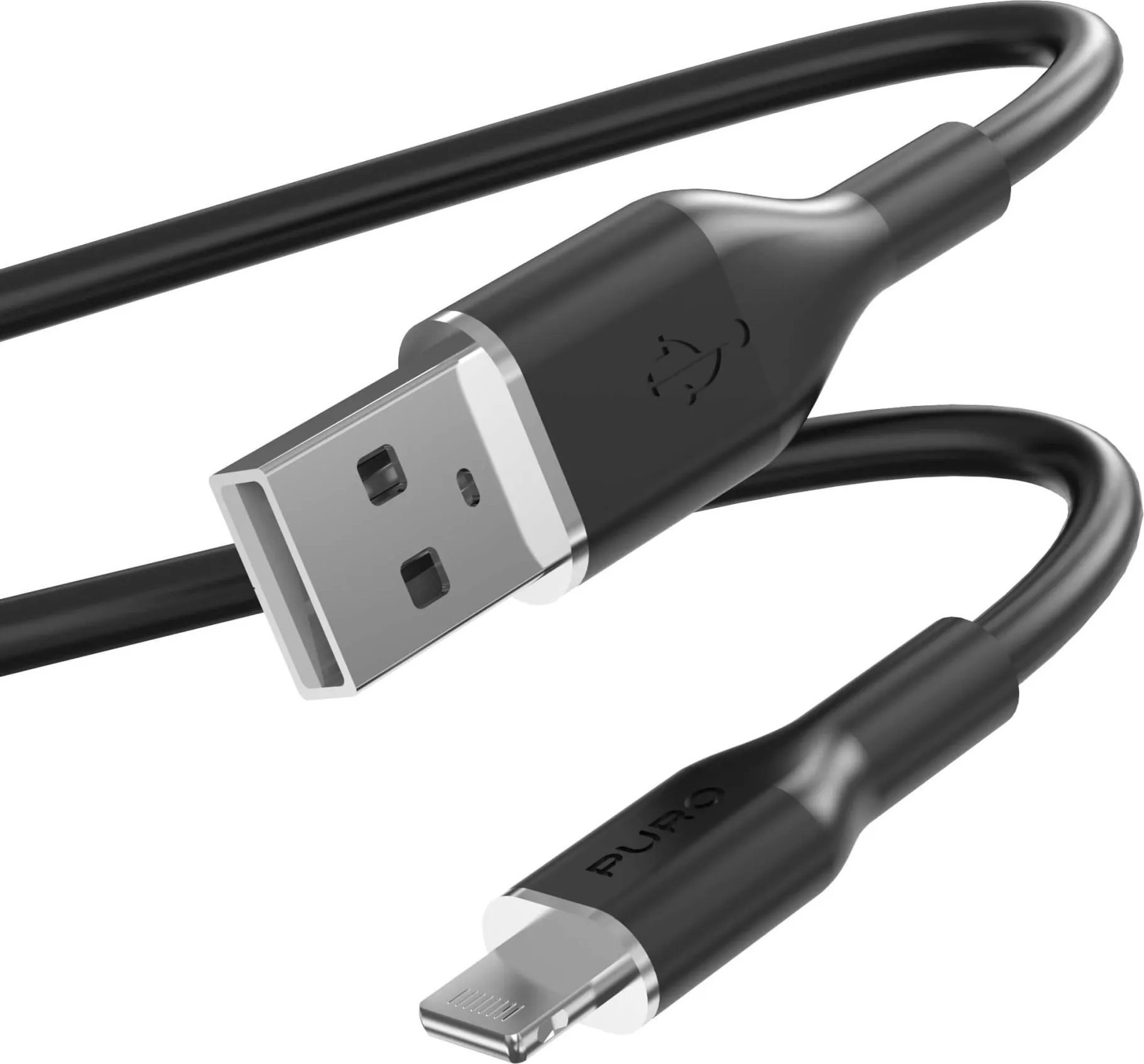 Kabllo karikimi Puro Soft USB A në Lightning, 1.5m, e zezë