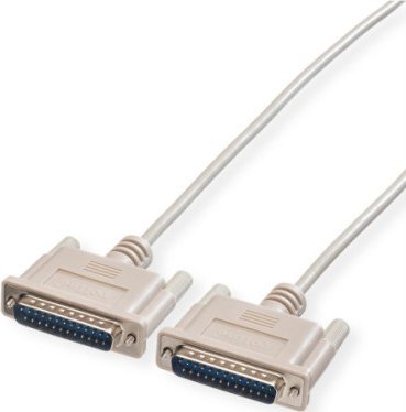 Kabllo serial Roline D-sub 25 pin mashkull mashkull, 9m, gri