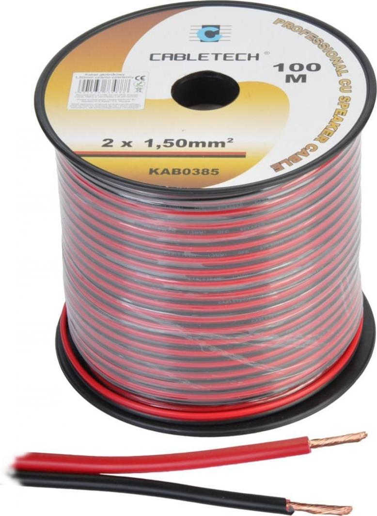 Kabllo Cabletech (KAB0385), 100m, e kuqe/e zezë