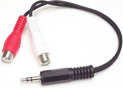 Kabllo StarTech Jack 3.5mm - RCA (Cinch) x2, 0.15m, e zezë