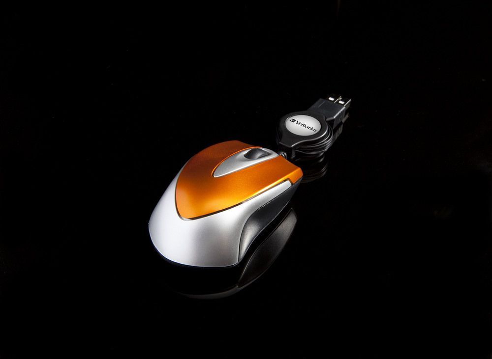 Maus Verbatim GO, me kabllo, USB, i bardhë dhe portokalli