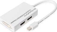 Адаптер Мини ДисплејПорт Дигитус DA-70461, 3 во 1, Фул HD 1080p, бел