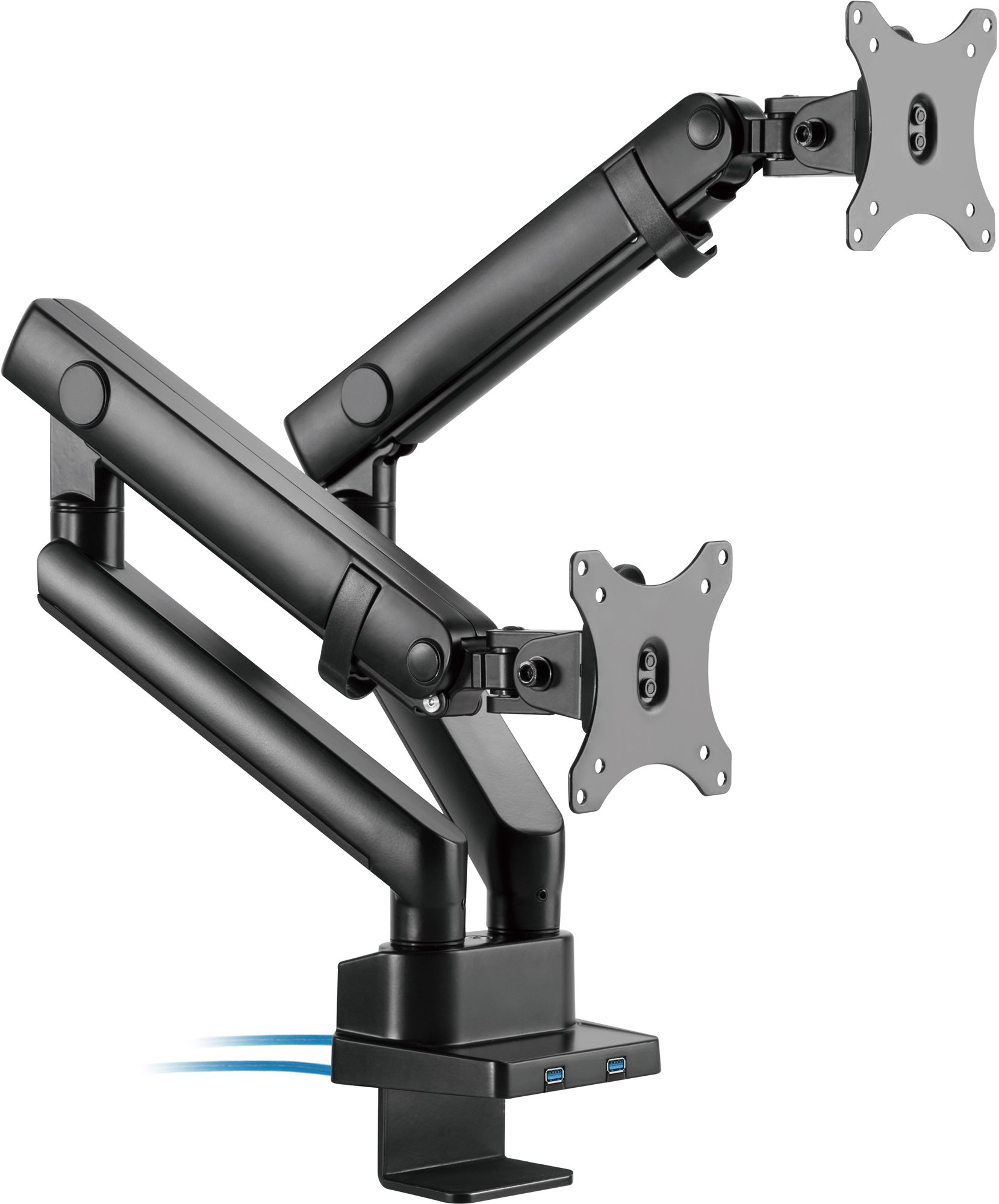 Рака за монитор AlzaErgo Arm D80B Essential USB, за 2 екрани 17–32\", USB 3.0, црна