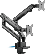 Krah monitori AlzaErgo Arm D80B Essential USB, për 2 ekrane 17–32", USB 3.0, i zi