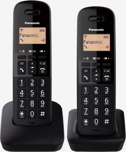 Фиксен телефон Panasonic KX-TGB612, DECT без кабел, сет со 2 слушалки, црн