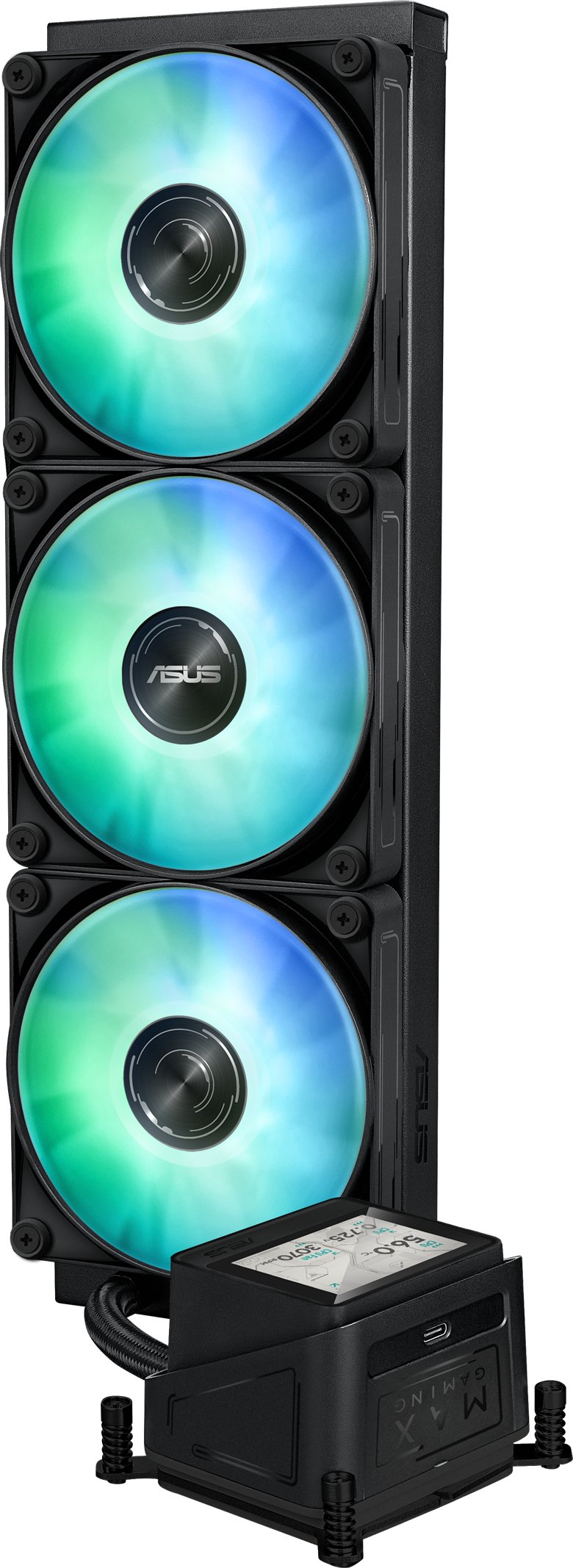 Sistem ftohës me lëng për procesor ASUS ROG Ryuo III 360 ARGB LCD, 360mm, ARGB, i zi