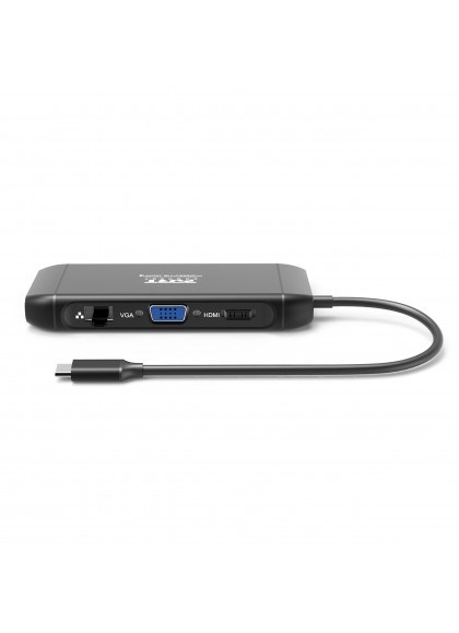 USB Hub USB-C Portdesign, 4K, 100W, 7 pajisje, e zezë