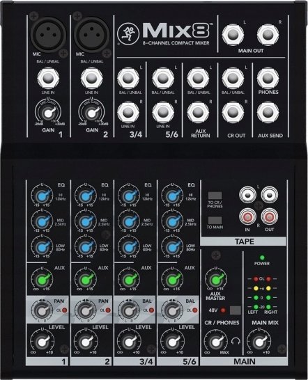 Mikser audio Mackie Mix8, 8 kanale, kompakt, gri