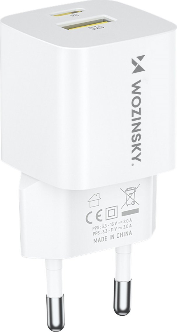 Karikues rrjeti Wozinsky WWCEAC, GaN 33W, USB A USB C, i bardhë