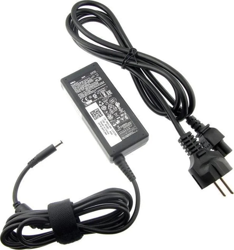 Adapter karikues për laptop Dell 65W, barrel 4.5 x 3mm, prizë UK, i zi