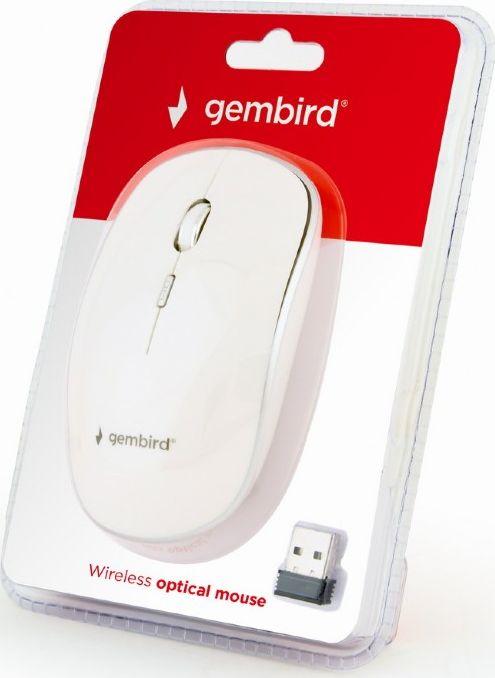 Maus Gembird MUSW-4B-01-W, wireless, USB, i bardhë