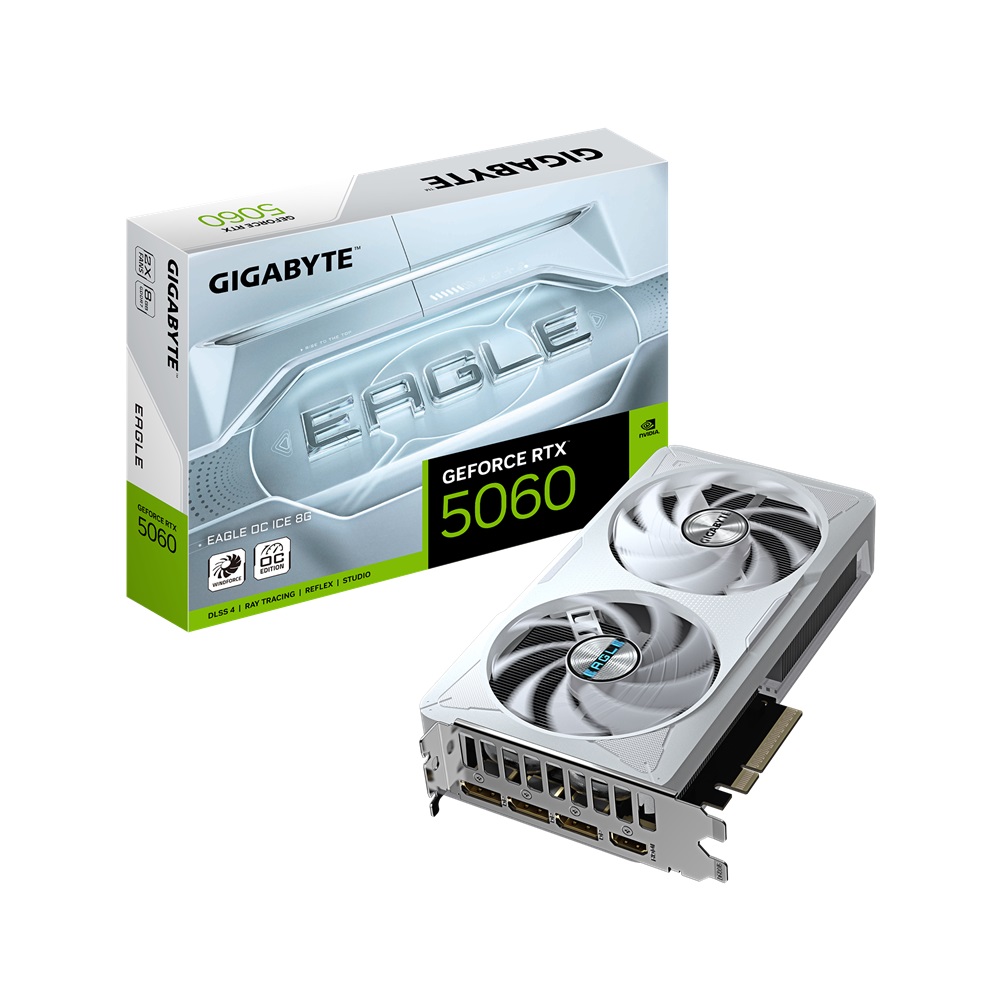 Kartë grafike GIGABYTE GeForce RTX 5060 EAGLE OC ICE 8G, 8GB GDDR7, PCI-E 5.0