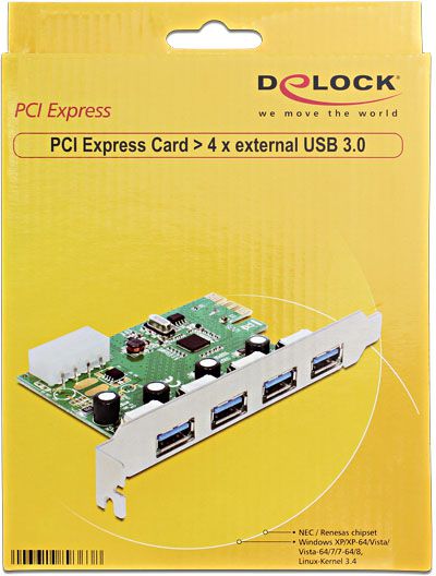 Kartë zgjerimi DeLock PCIe 2.0, 4x USB 3.0