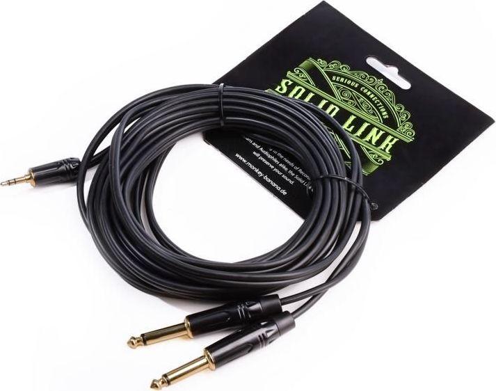 Kabllo Monkey Banana Jack 3.5mm, 2x Jack 6.3mm, 3m, të zeza