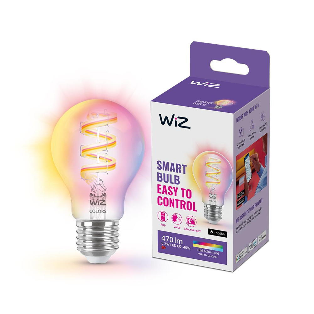Llambë WiZ Filament Clear A60, 40W, E27, transparente