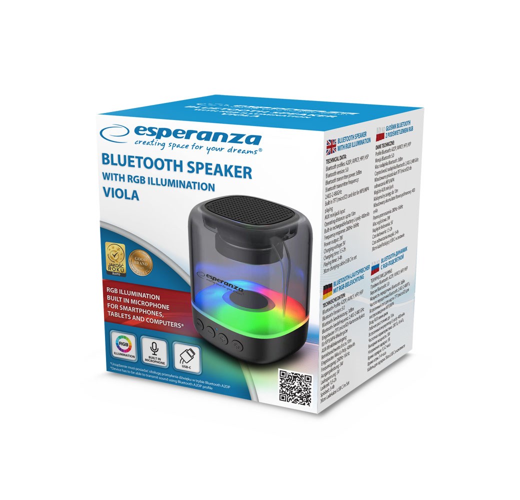 Altoparlant Bluetooth Esperanza EP154 BT FM LED RGB Speaker 3W