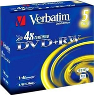 Медиумот за податоци Verbatim DVD+RW 4.7 GB, 5 парчиња