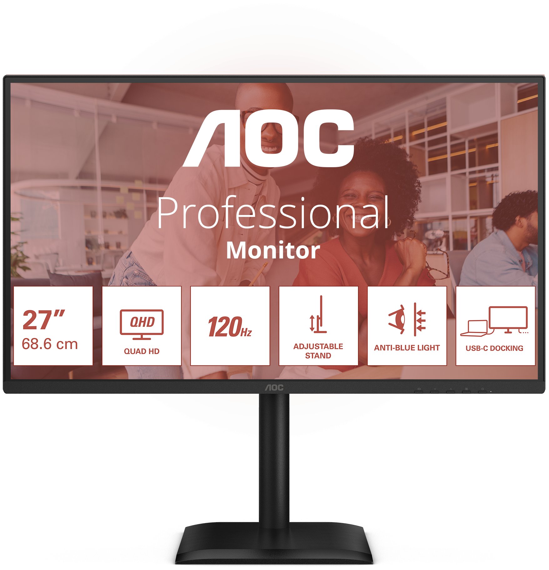 Монитор AOC E4 Q27E4CV, 27\", Quad HD 1440p, 120Hz, црн