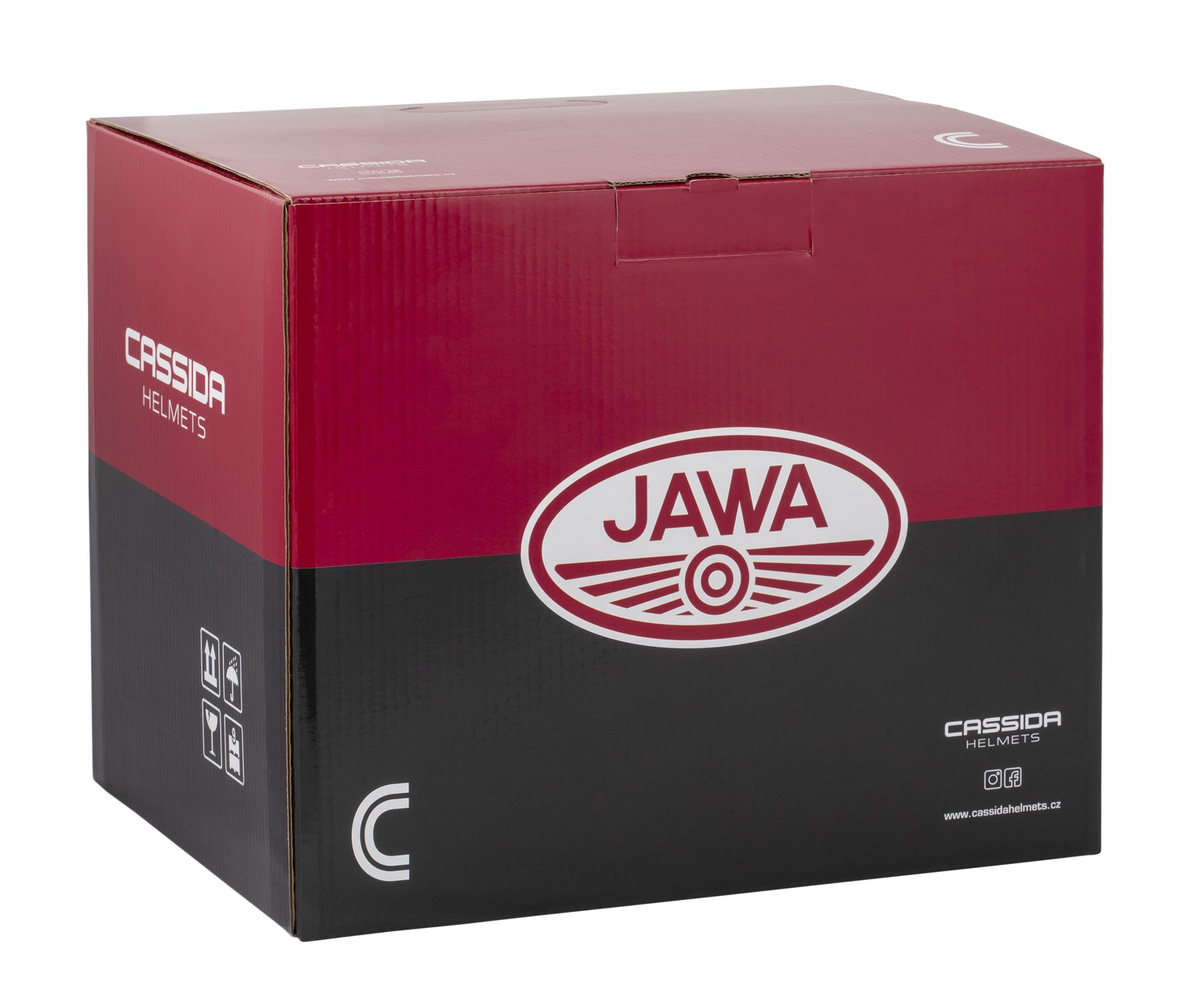 Helmetë moto CASSIDA Oxygen 2.0 Jawa OHC, vizor dielli, ECE 22.06, gri mat e kuqe e zezë e bardhë