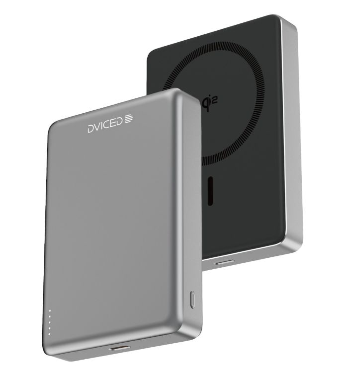 Dviced Qi2 Ultrathin MagSafe Power Bank 10000mAh, Black, Grey