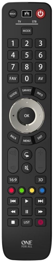 Pilot universal One For All URC7125, për 2 pajisje, për TV dhe tuner, i zi
