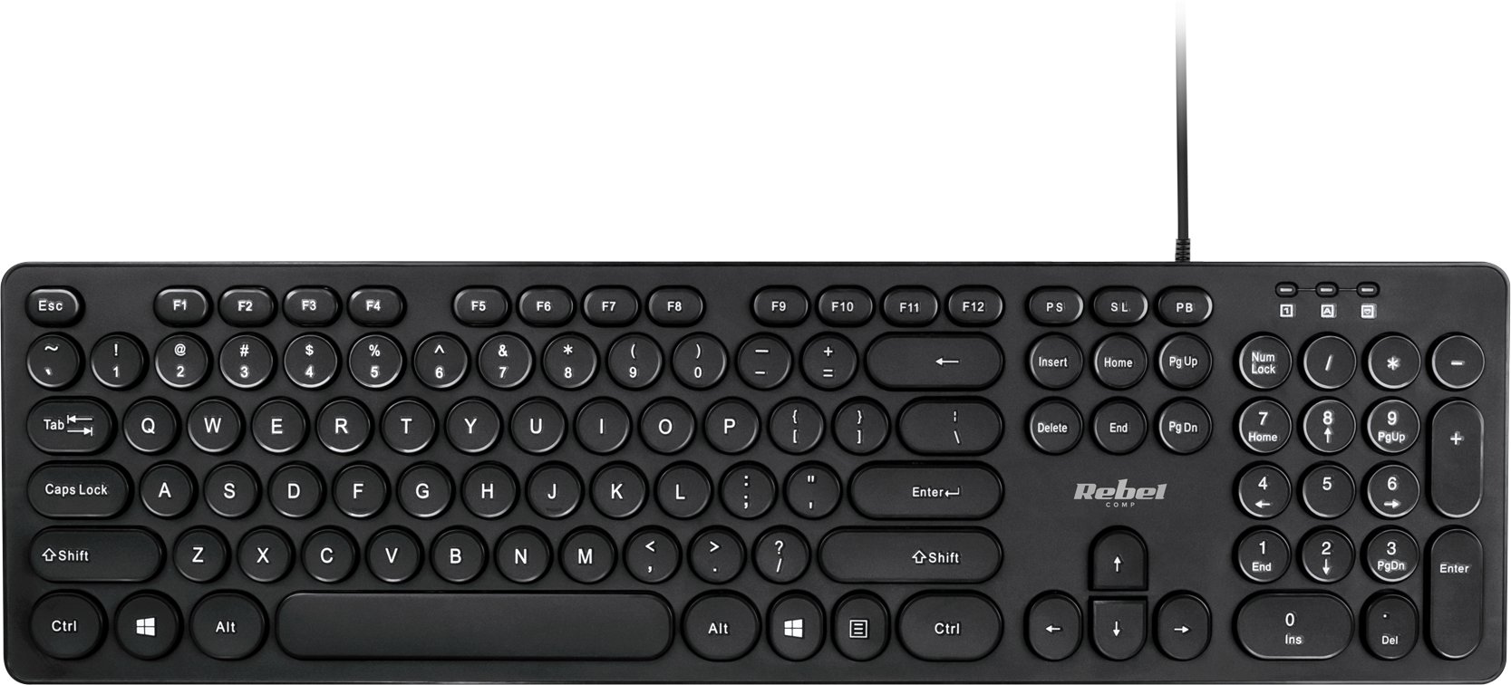 Tastierë Rebel WDK100, me kabllo USB 2.0, taste membranë, e zezë