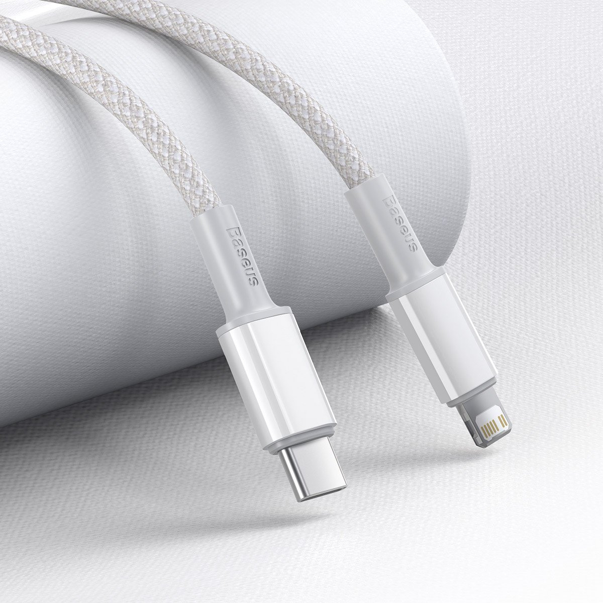 Kabllo karikimi Baseus USB C në Lightning, 2m, 20W, e bardhë