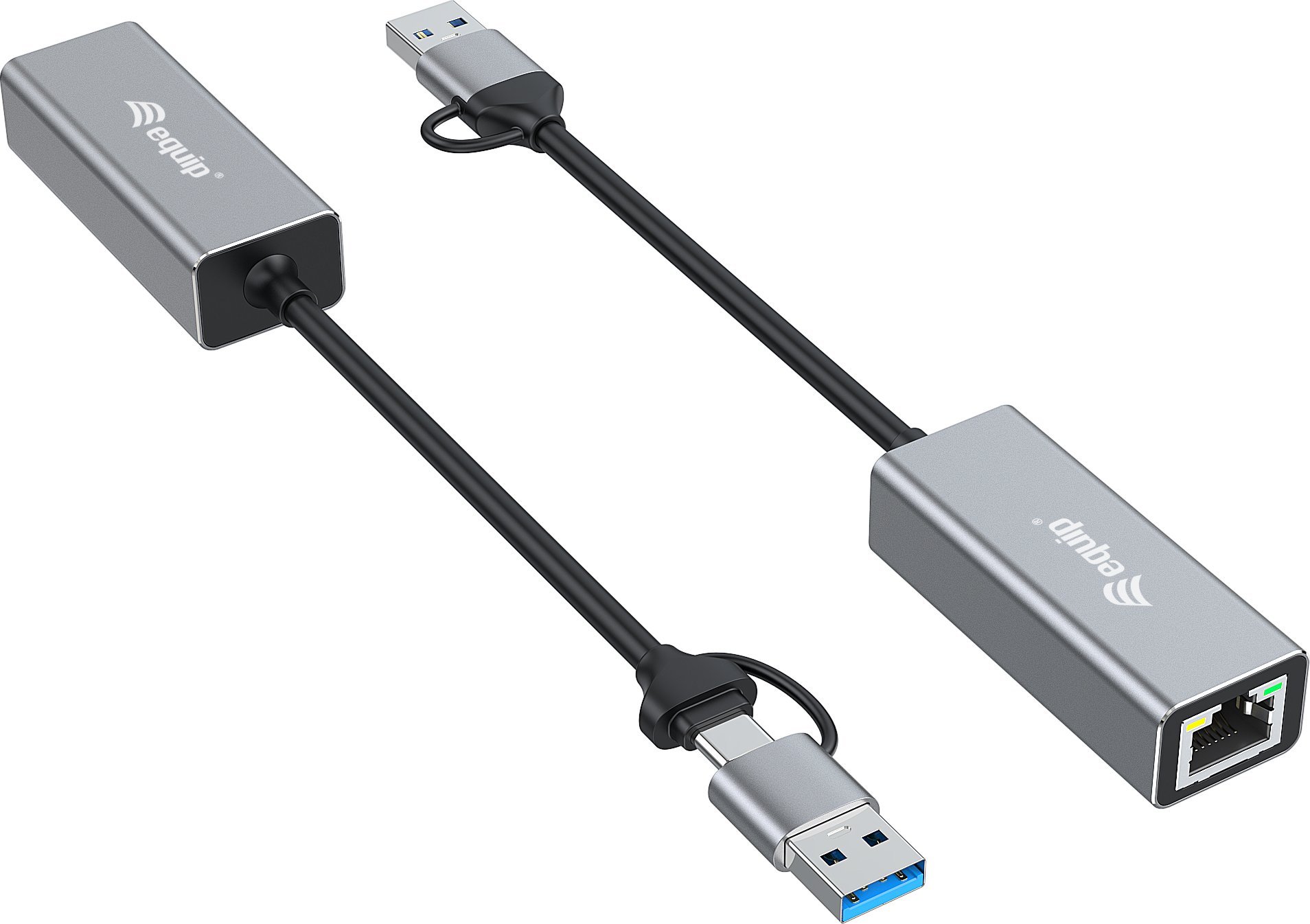 Adaptor rrjeti Equip, USB C dhe USB A, Ethernet 2.5 Gbps