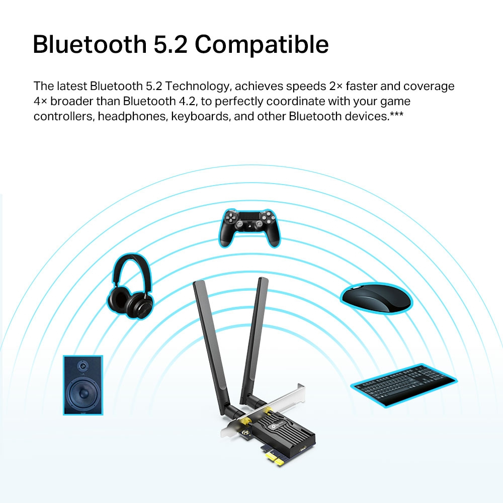 TP-Link Archer TX20E V1 AX1800 Wi-Fi 6 PCIe Adapter, Bluetooth 5.2, Dual Band, 2 Antena, WPA3