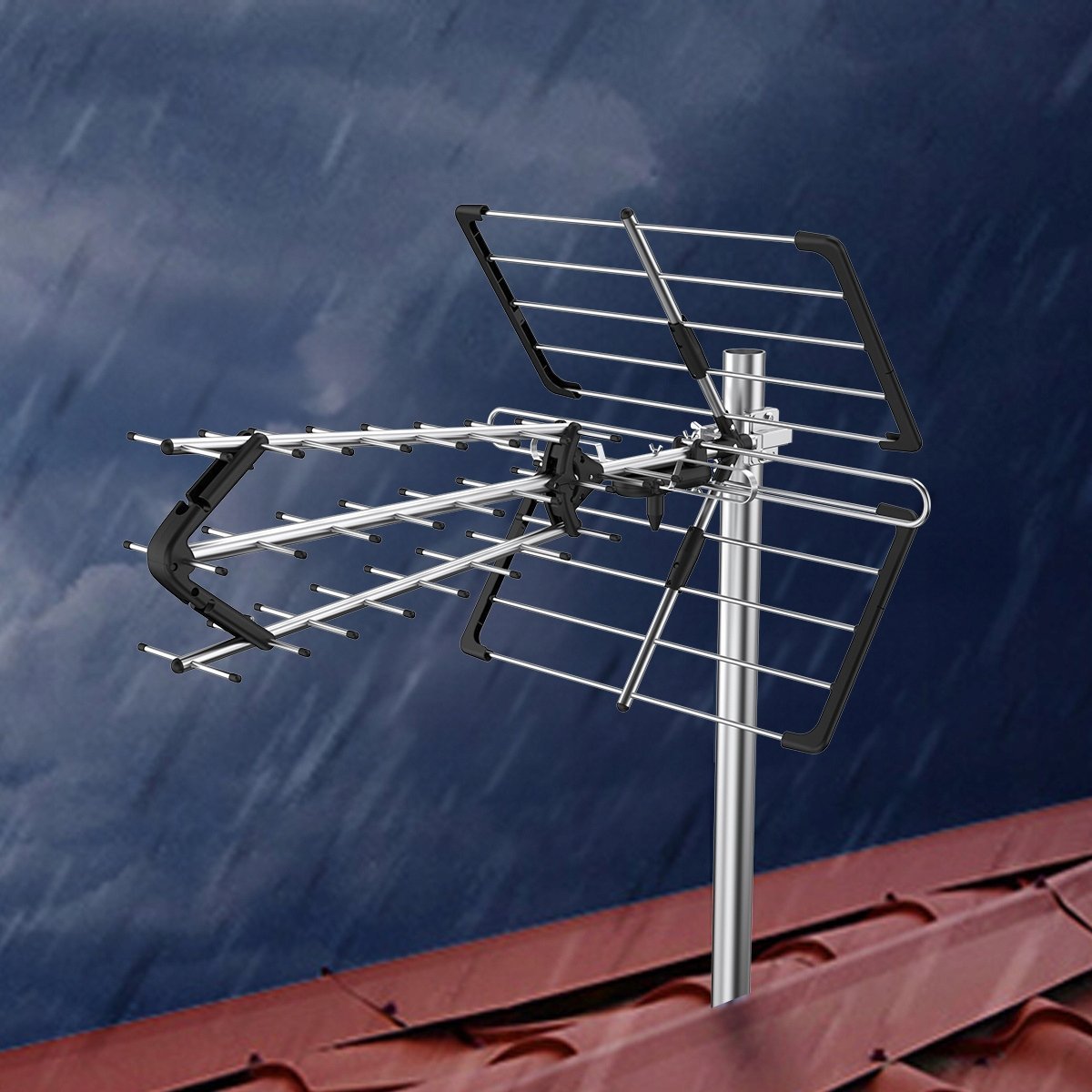 Antena DVB T2 Spacetronik Eos Pro Combo, për TV tokësor, e zezë