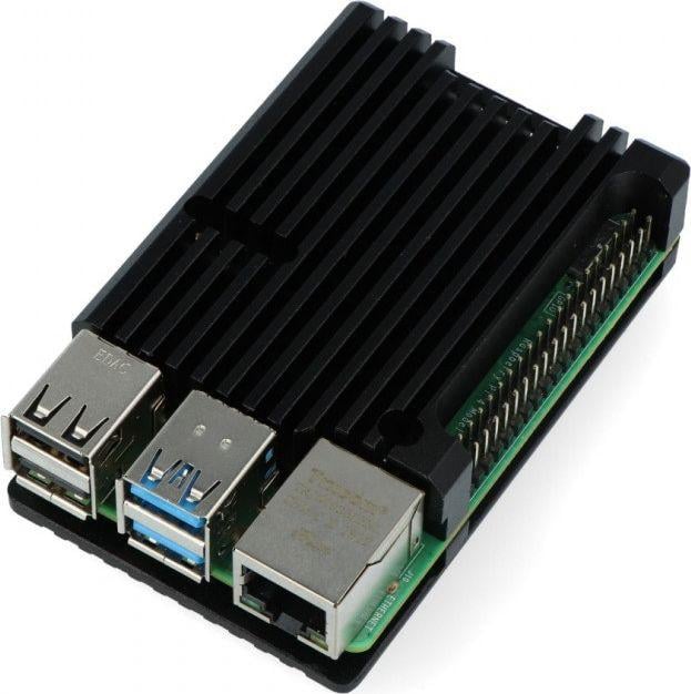 Kuti alumini JustPi LT-4B03 për Raspberry Pi 4B, ftohje pasive, e zezë