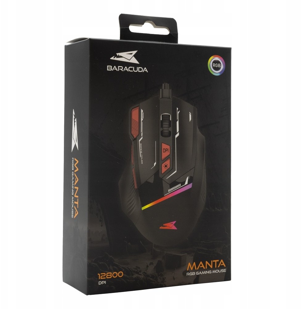 Maus gaming Baracuda MANTA BGM-041, 12800 DPI, 8D, me kabllo, i zi