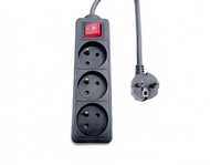 Prizë zgjatëse Microconnect 3-way, 3 dalje, çelës on/off, e bardhë