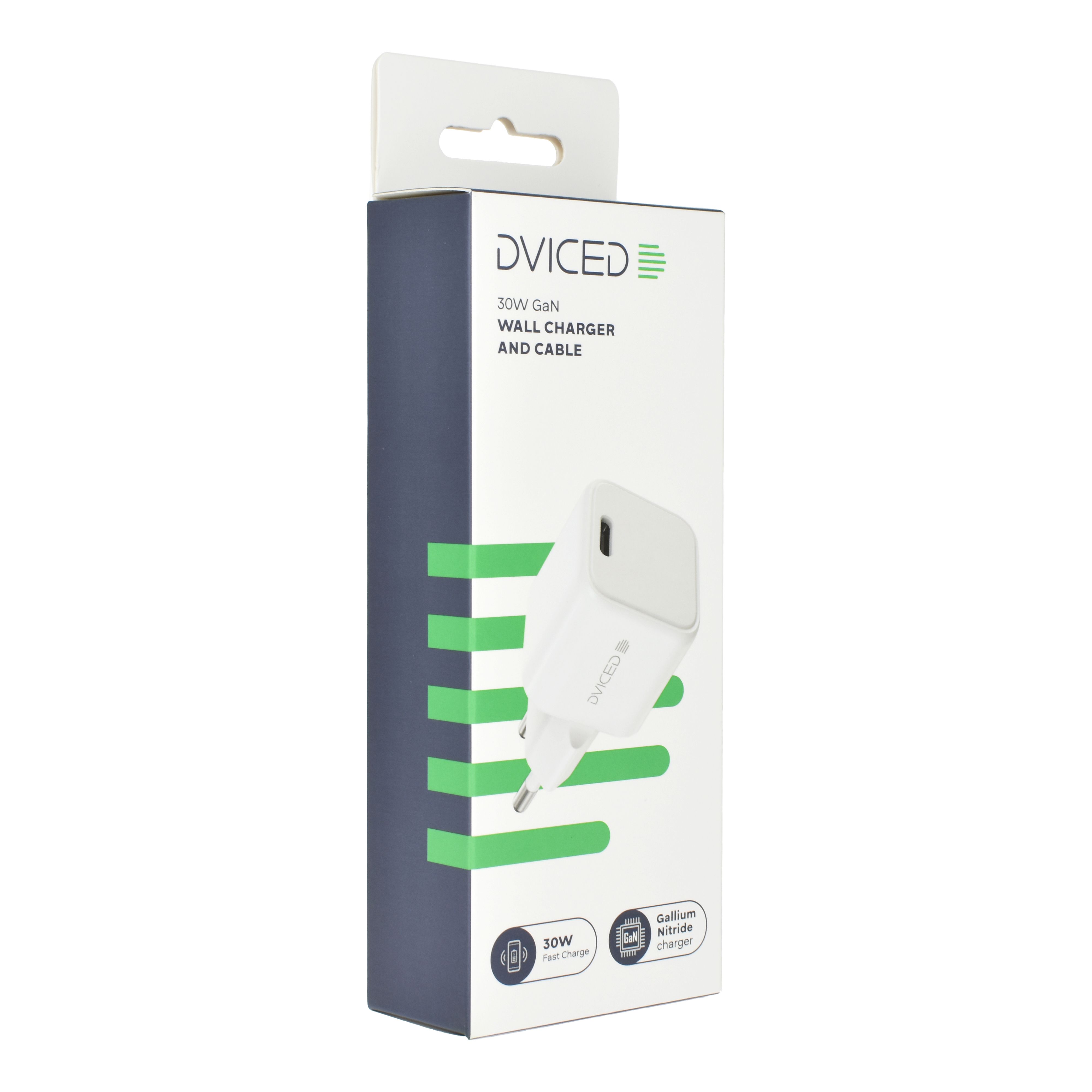 Dviced Wall Charger 30W GaN USB-C EU W Cable, White