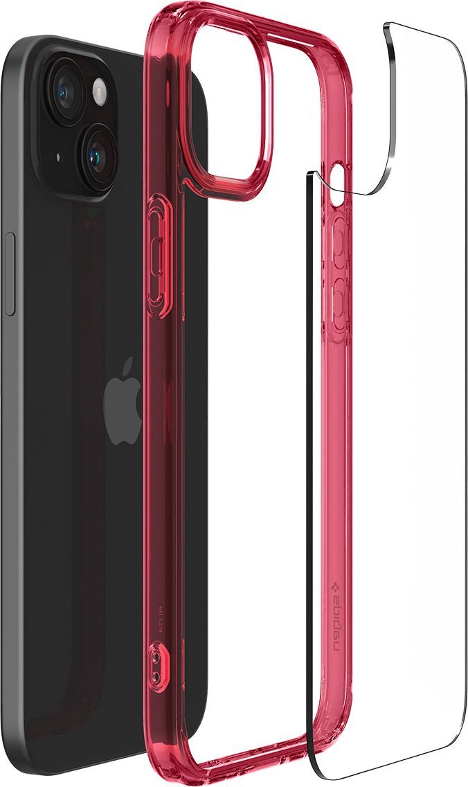 Maskë telefoni Spigen Ultra Hybrid për iPhone 15 Plus, transparente, red crystal