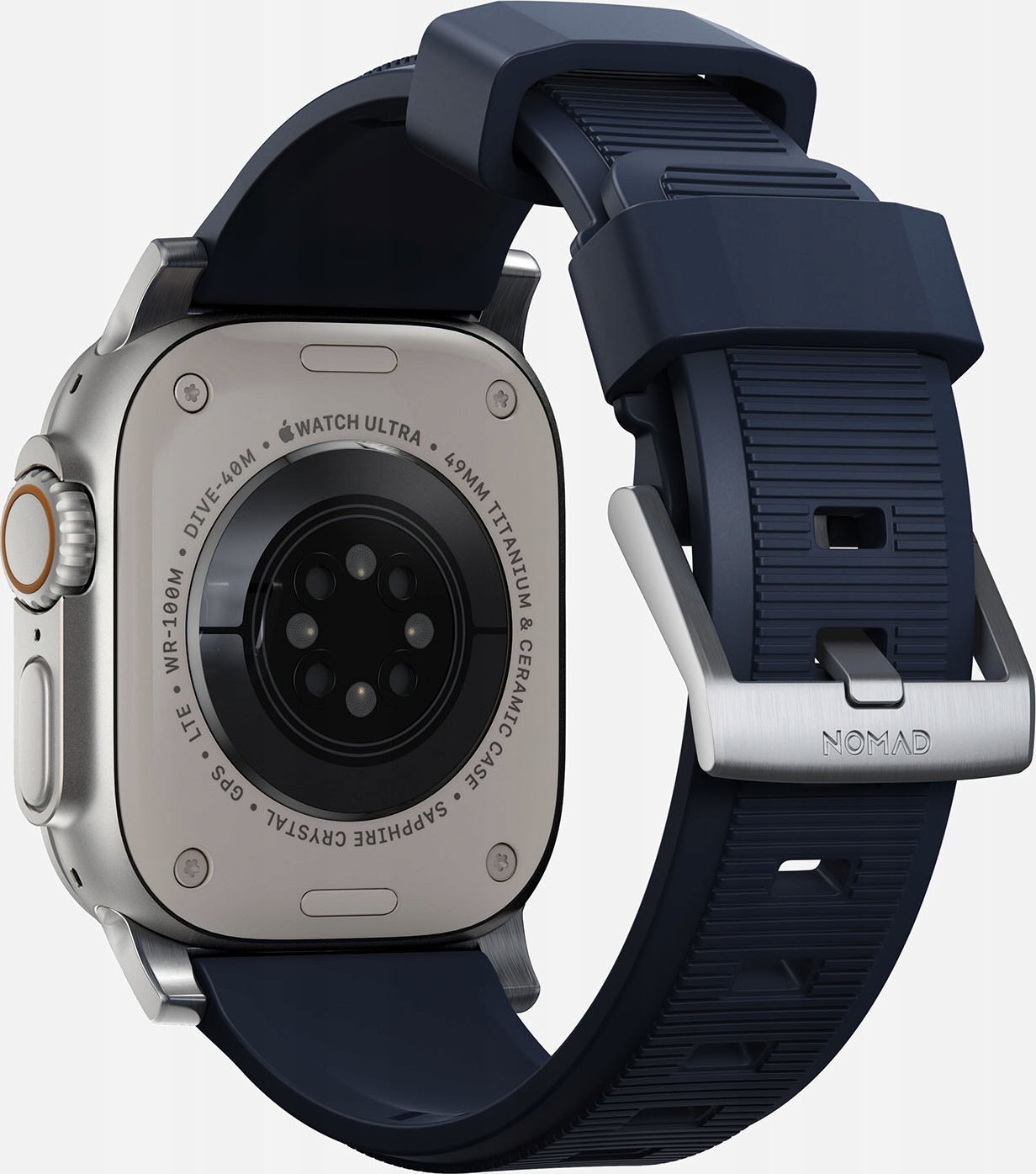 Rrip ore Rugged Band për Apple Watch, 46mm 49mm, Atlantic Blue, me metalik argjendi