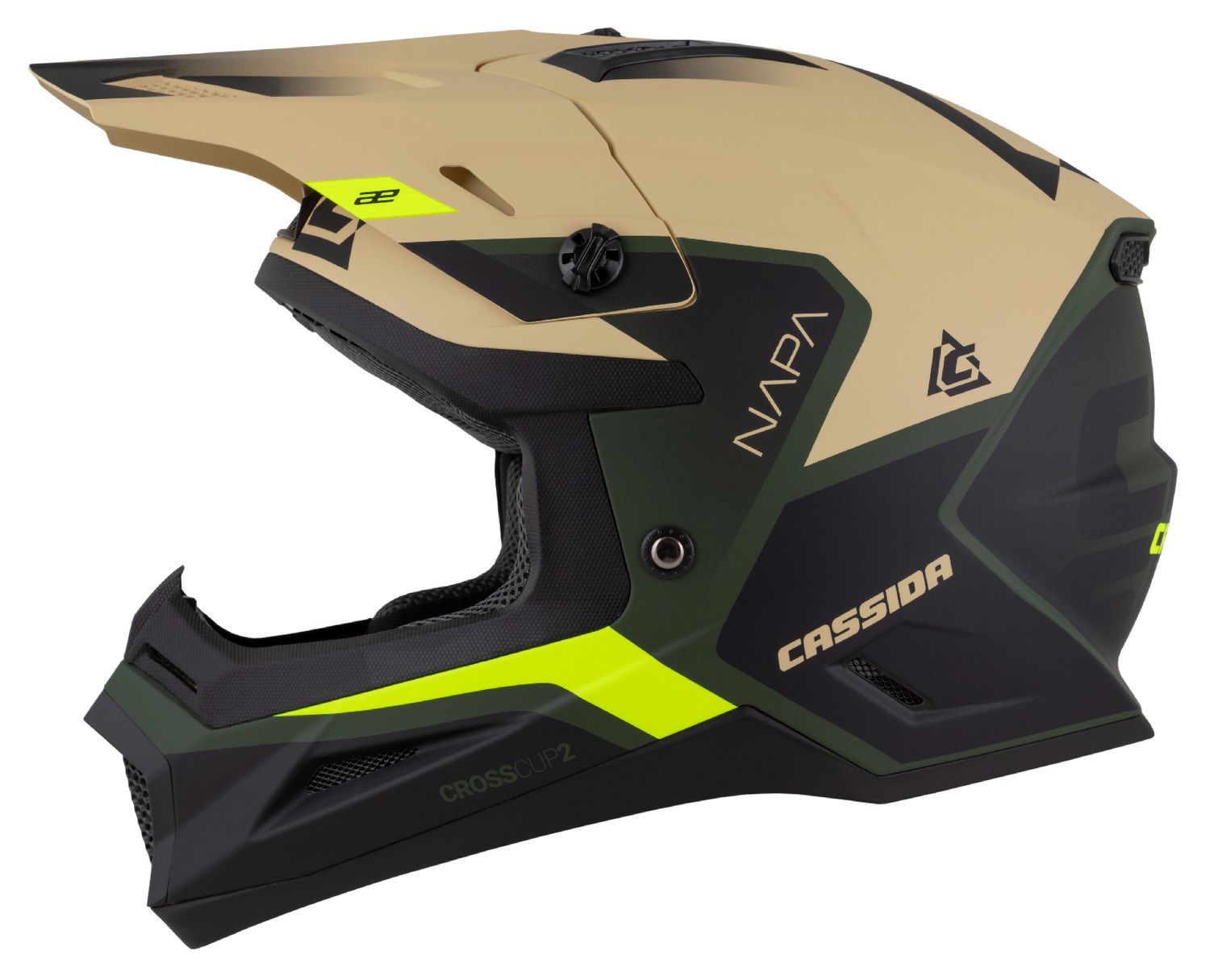 Helmetë moto CASSIDA Cross Cup 2 Napa, ECE 22.06, rreth 1550g, shumëngjyrëshe mat