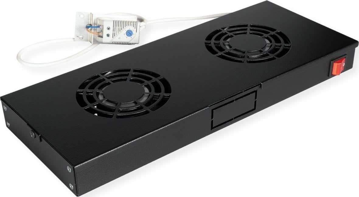 Njesi ventilimi tavanore rack ROLINE Roof Fan Unit, 19", 2 ventilatorë, me termostat, e zezë